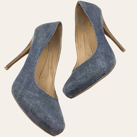 Miss Me Y2K Vintage Spiral Pointed Toe Platform Denim Wooden Stiletto Pump Heels - Picture 13 of 13